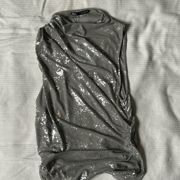 ZARA METALLIC TULLE TOP NWT - Picture 4 of 4